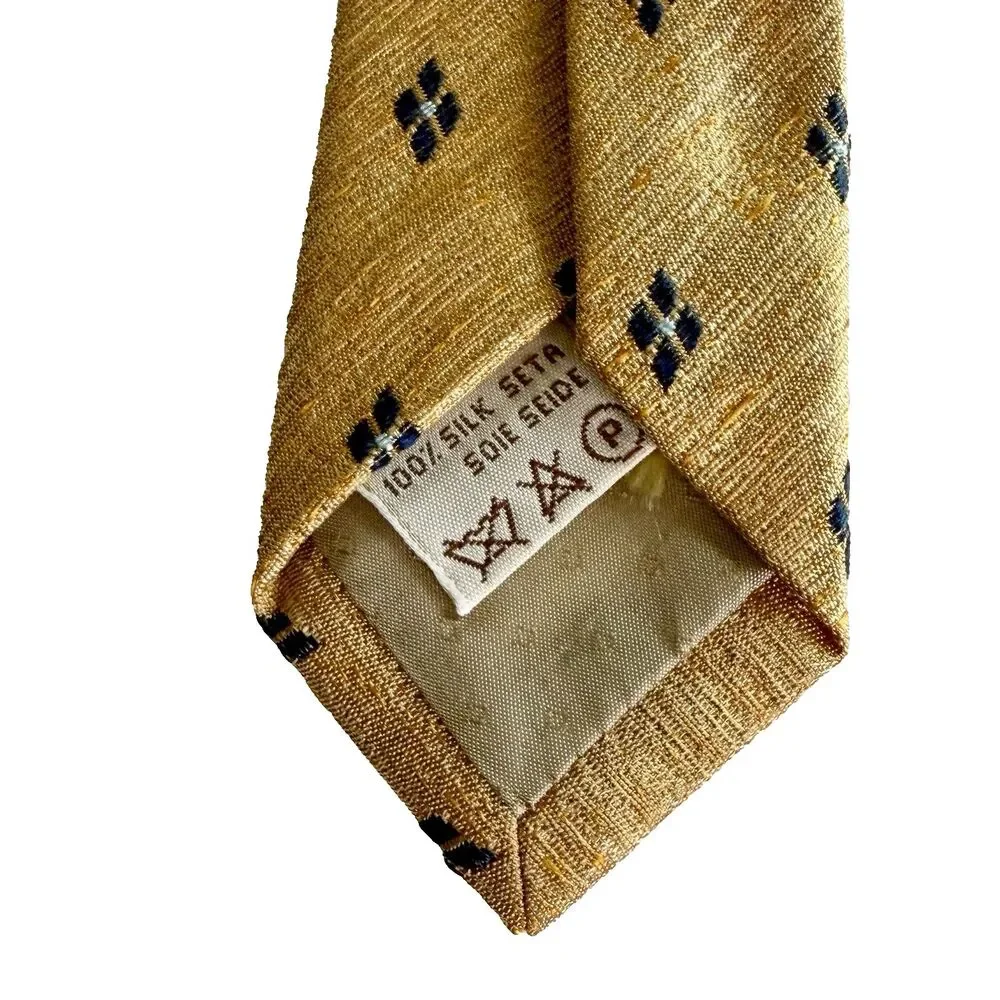 JOSEPH ABBOUD Men's 100% Silk Tie ITALY Designer Gold Yellow Blue Diamond 58